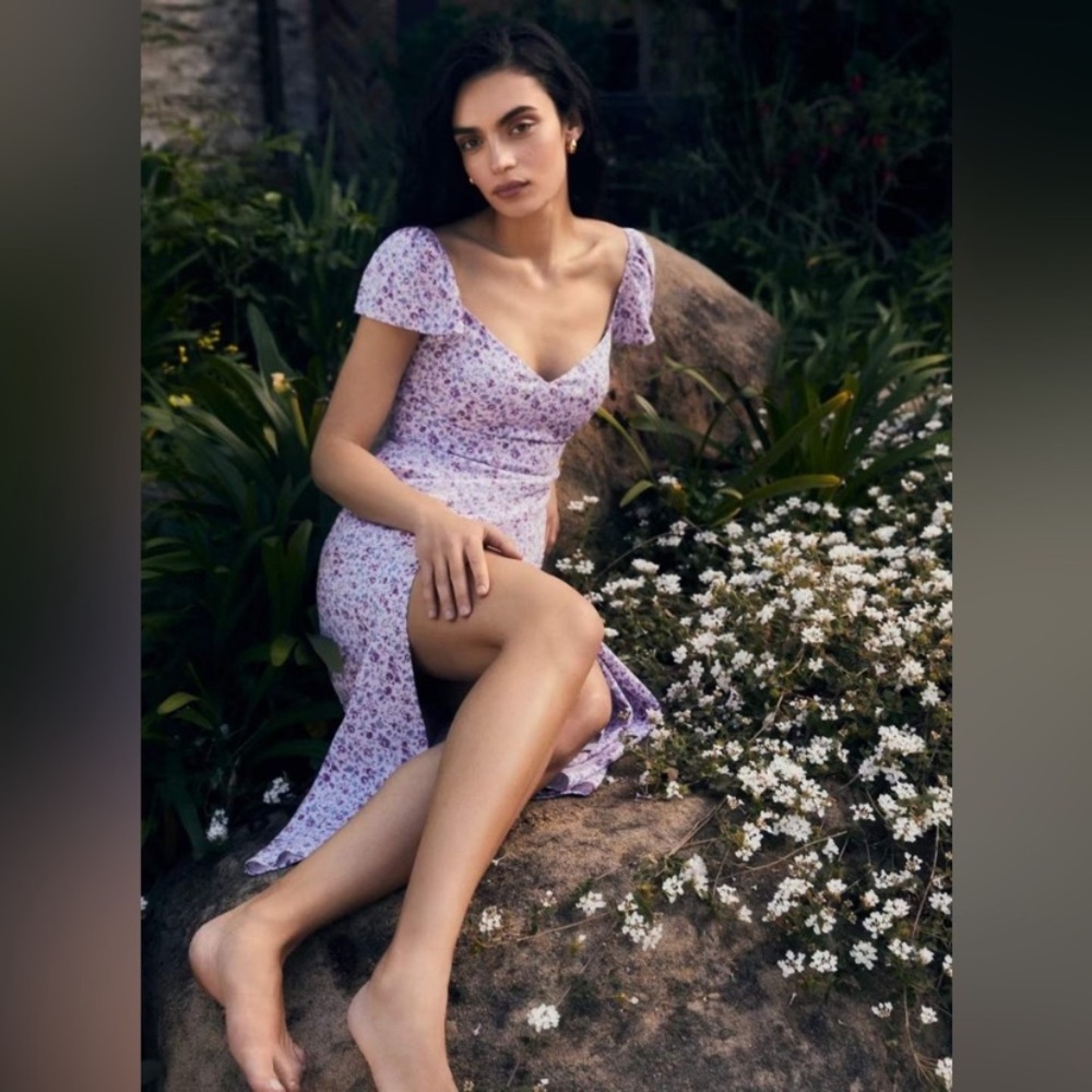 Reformation Purple Floral Midi Dress